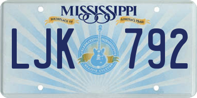 MS license plate LJK792