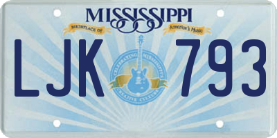 MS license plate LJK793