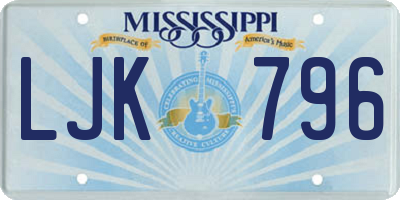 MS license plate LJK796