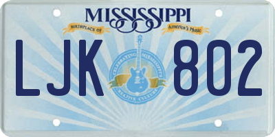 MS license plate LJK802