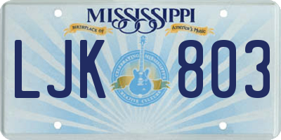 MS license plate LJK803