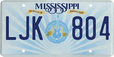 MS license plate LJK804
