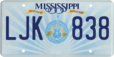 MS license plate LJK838