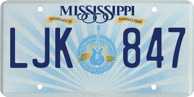MS license plate LJK847