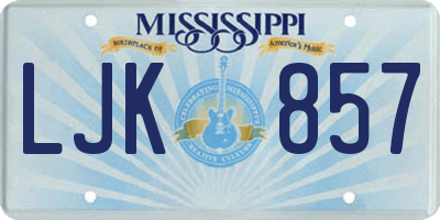 MS license plate LJK857