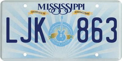 MS license plate LJK863