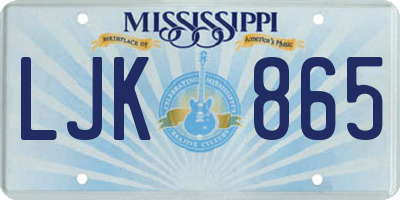 MS license plate LJK865