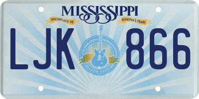 MS license plate LJK866