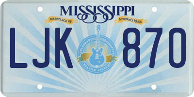 MS license plate LJK870