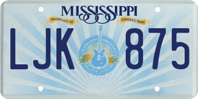 MS license plate LJK875