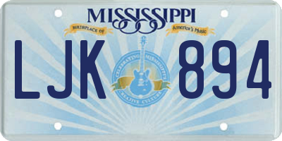 MS license plate LJK894