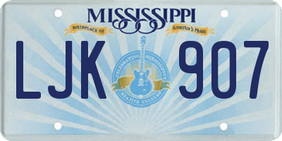MS license plate LJK907