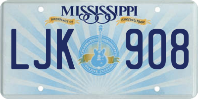 MS license plate LJK908
