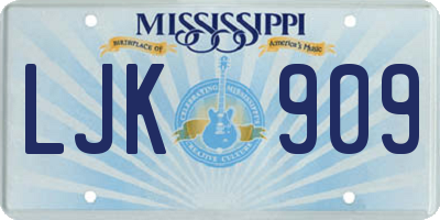 MS license plate LJK909