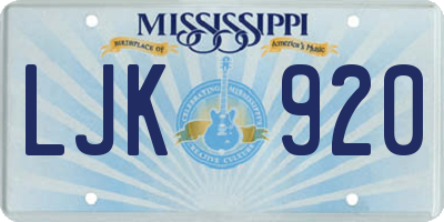 MS license plate LJK920