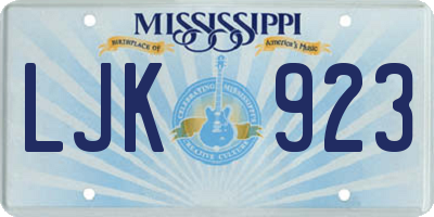 MS license plate LJK923