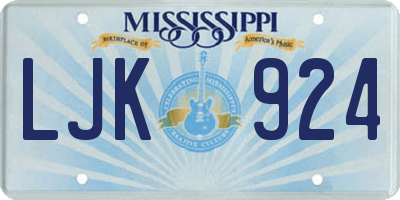 MS license plate LJK924