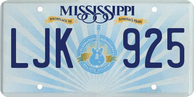 MS license plate LJK925