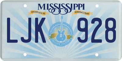 MS license plate LJK928