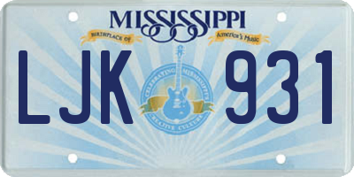 MS license plate LJK931