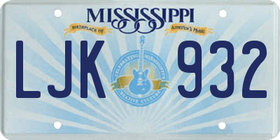 MS license plate LJK932