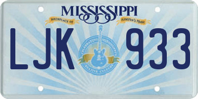 MS license plate LJK933
