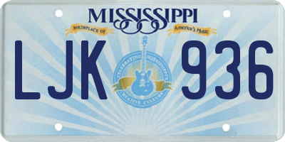 MS license plate LJK936