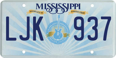 MS license plate LJK937