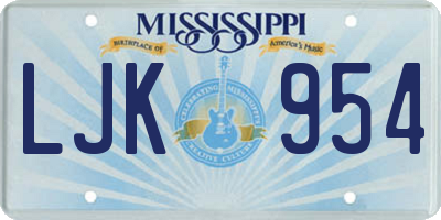 MS license plate LJK954