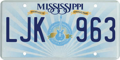 MS license plate LJK963