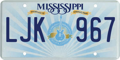 MS license plate LJK967