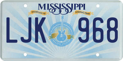 MS license plate LJK968