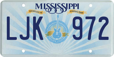 MS license plate LJK972