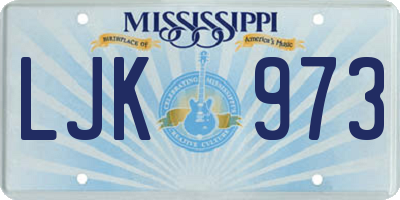 MS license plate LJK973