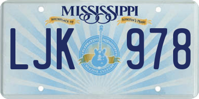 MS license plate LJK978