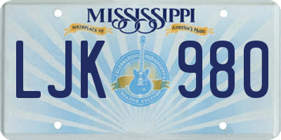 MS license plate LJK980