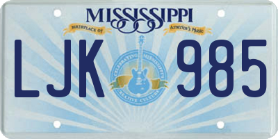 MS license plate LJK985