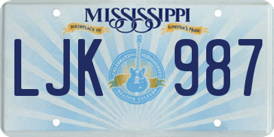 MS license plate LJK987