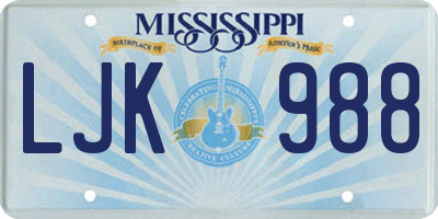 MS license plate LJK988