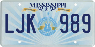 MS license plate LJK989