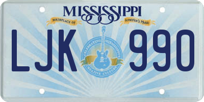 MS license plate LJK990