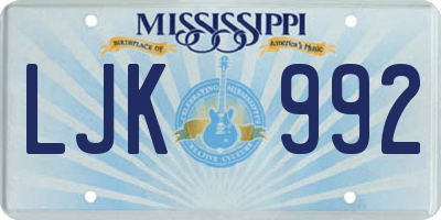 MS license plate LJK992