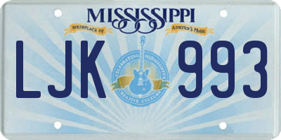 MS license plate LJK993