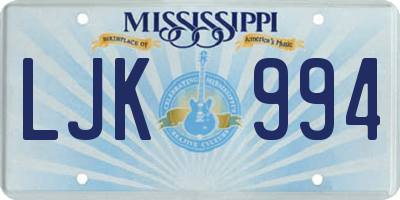 MS license plate LJK994