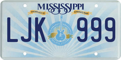 MS license plate LJK999