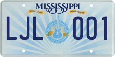 MS license plate LJL001