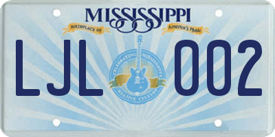 MS license plate LJL002