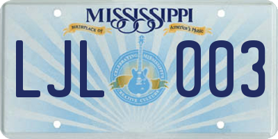MS license plate LJL003