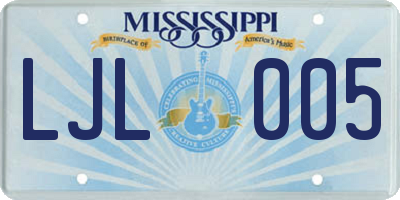 MS license plate LJL005
