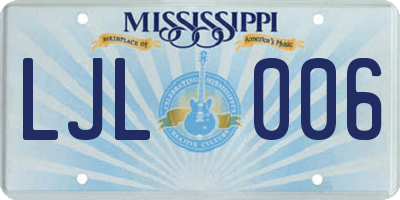 MS license plate LJL006